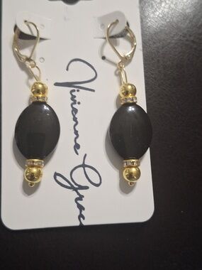 Black And Gold Dangle Earrings